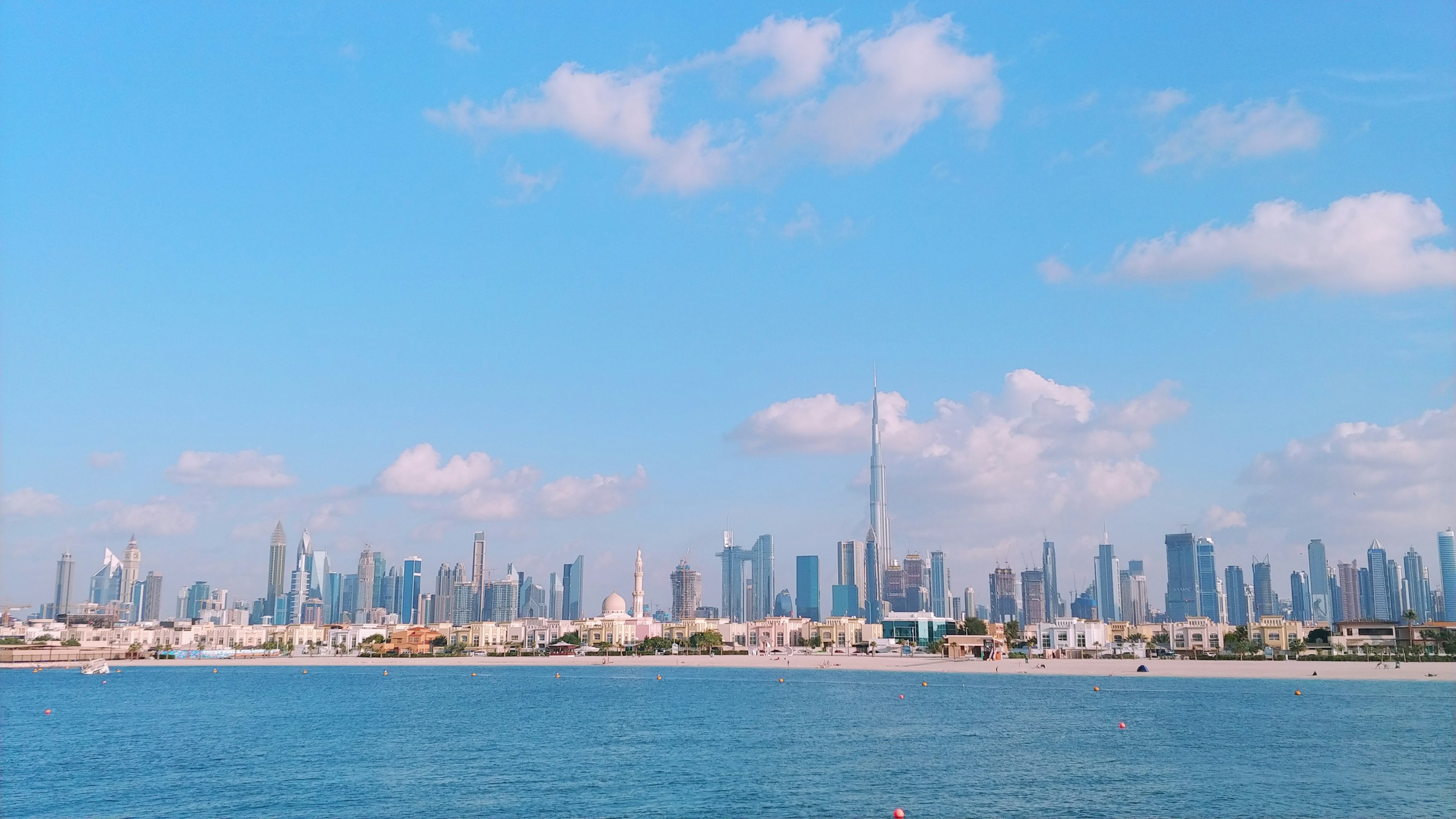 Dubai skyline with the Burj Khalifa across the waterfront